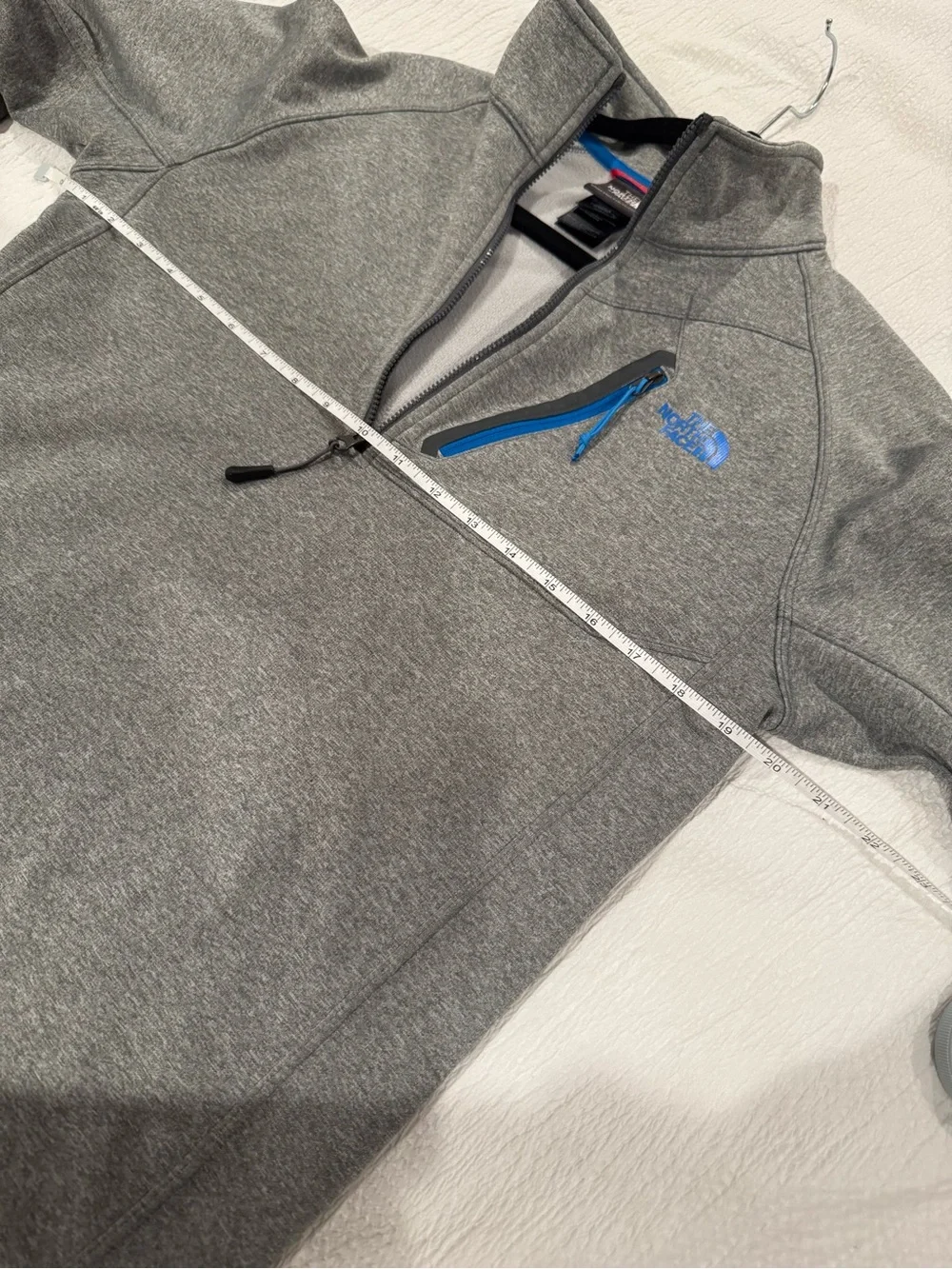 The North Face Men's Gray Half-Zip Performance Pullover with Blue Accents